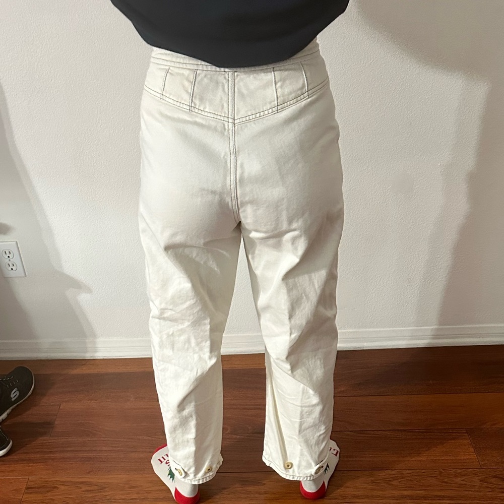 Free People Cream Carpenter High Rise Straight Leg Jeans Size 6 - Picture 3 of 6
